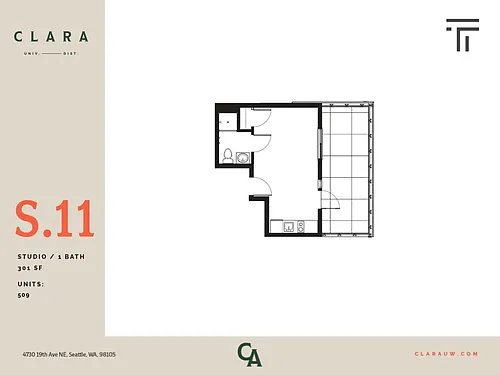 Floor plan Studio - 302 sqft