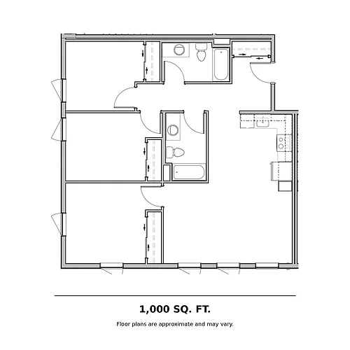 Floor plan 3 Bedroom 2 Bath