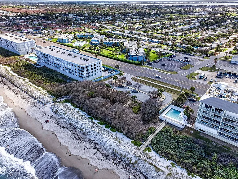 Drone view - looking West (complex is situated on the the west side of A1A and a few hundred feet from the breaking waves).