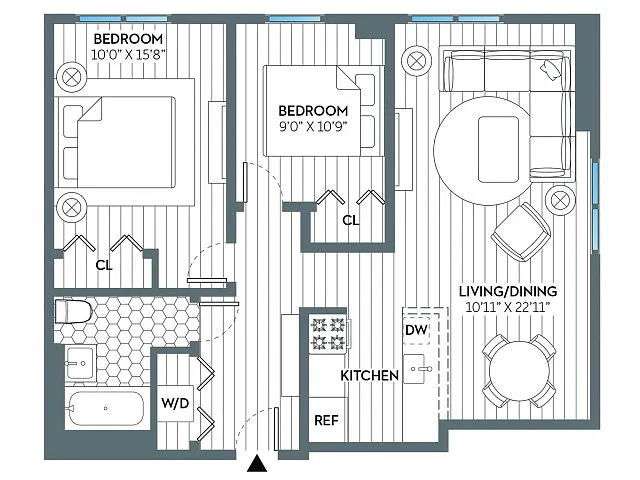 Floor plan Clinton (816 SF)