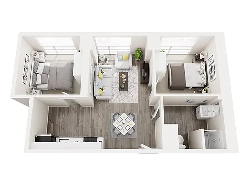 Floor plan 1 Bedroom w/Den