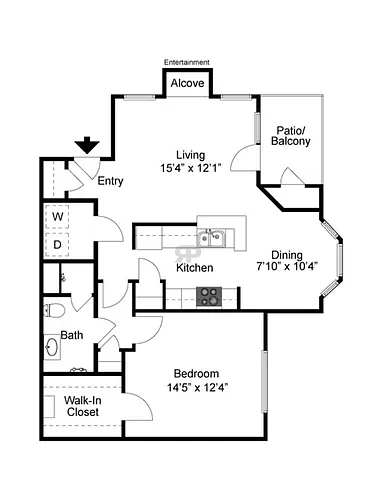 Floor plan 1X1-B