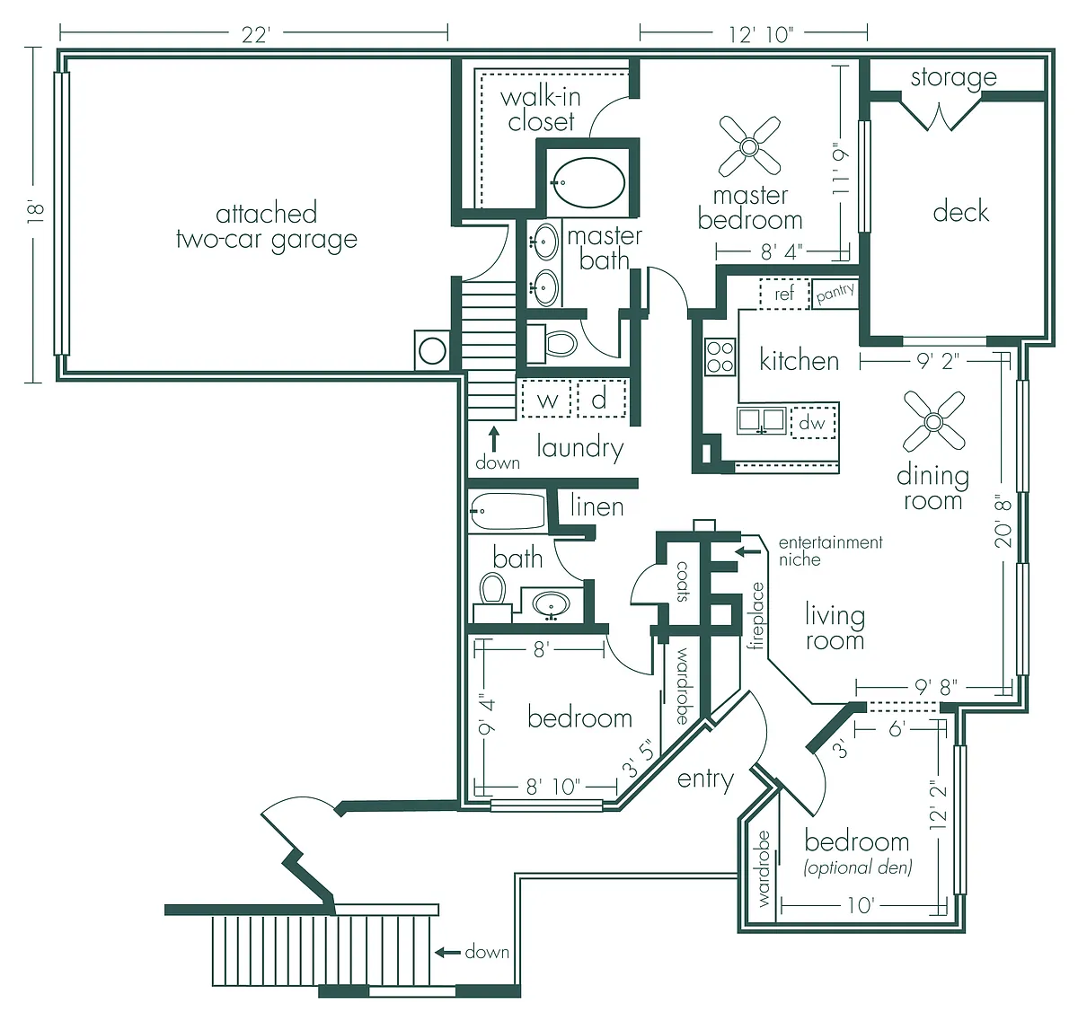 Floor plan Andromeda - Three Bedroom/Two Bath 1,353 Sq Ft