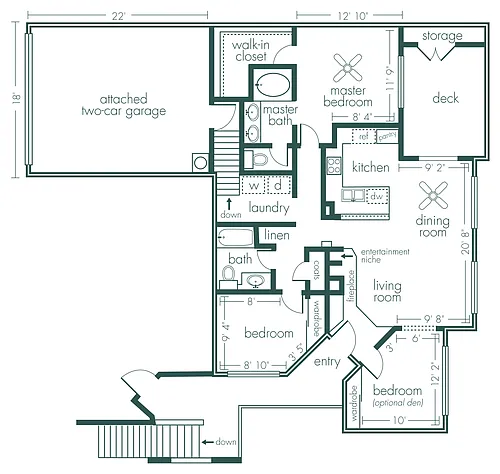 Floor plan Andromeda - Three Bedroom/Two Bath 1,353 Sq Ft