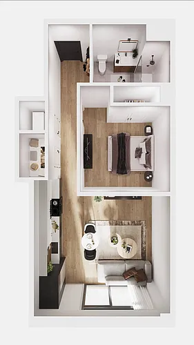 Floor plan 1 Bed 1 Bath - Corner