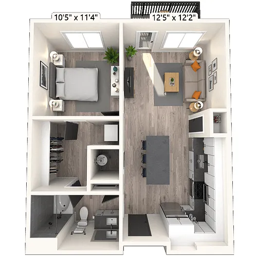 Floor plan A3 1x1 650 SF-FP