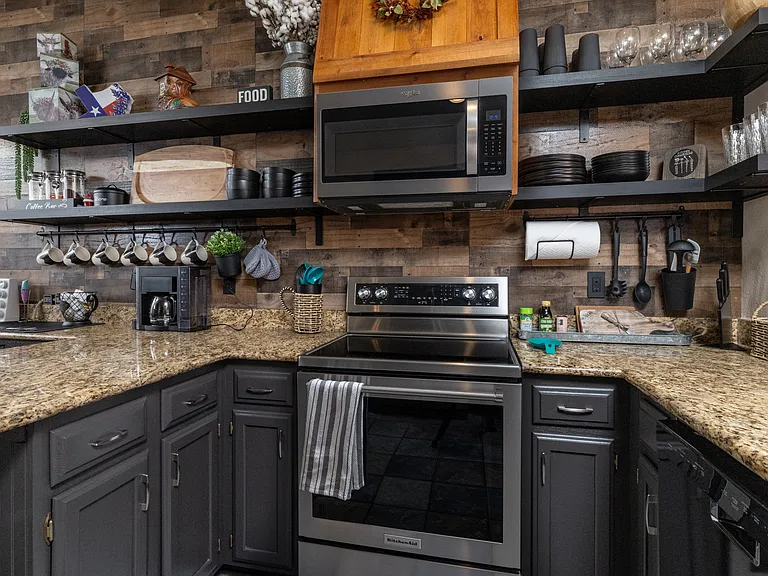 Fully stocked kitchen with coffee bar and cooking essentials