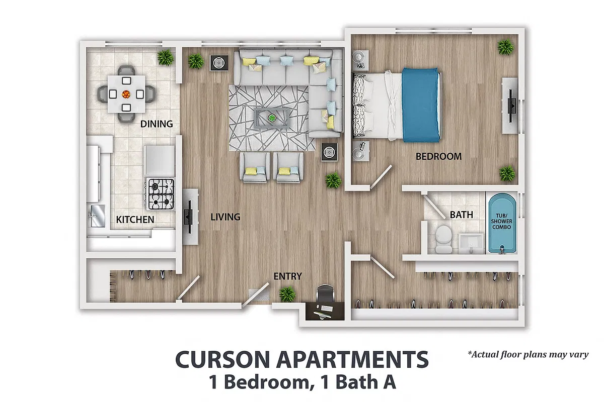 Floor plan 1 Bedroom, 1 Bath