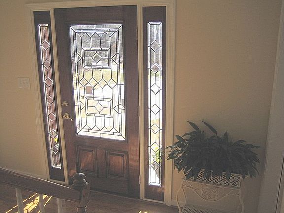 Custom leaded-glass front door & sidelights