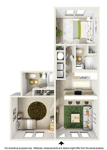 Floor plan 2 Bed 2 Bath: B