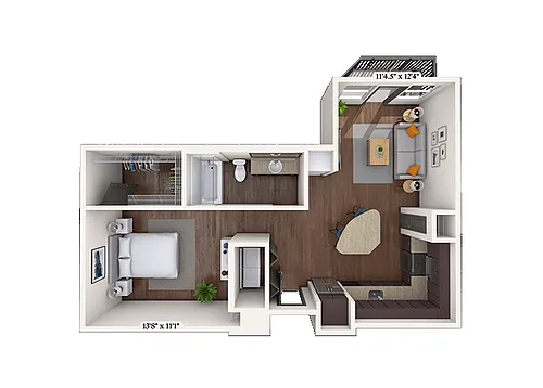 Floor plan Studio 0x1 703 SF