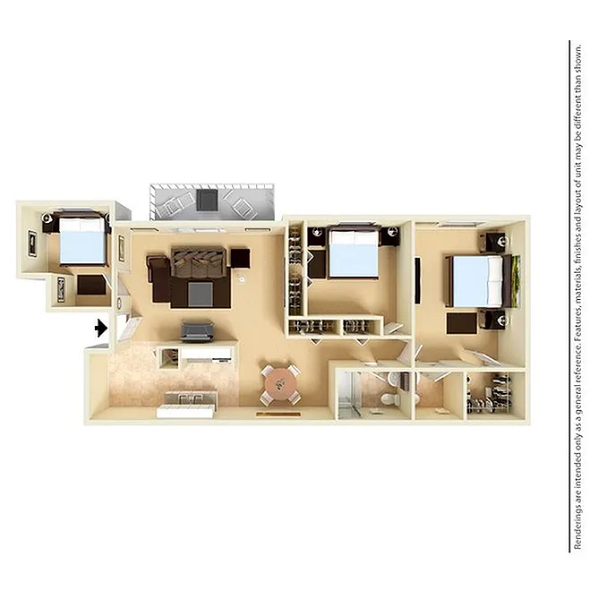 Floor plan 3 Bedroom/1.5 Bathroom