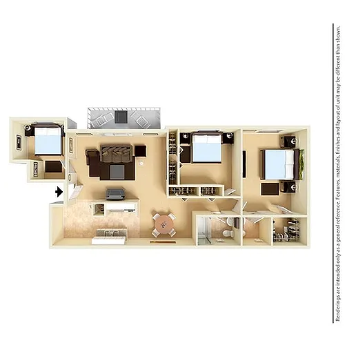 Floor plan 3 Bedroom/1.5 Bathroom