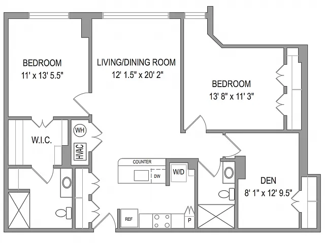 Floor plan 2x2 Den