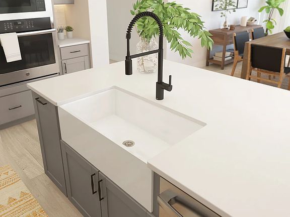 Kitchen with apron-front sink