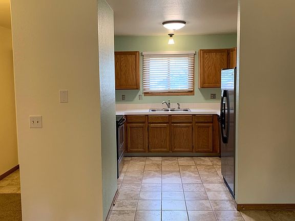 View from dining area into the kitchen.
