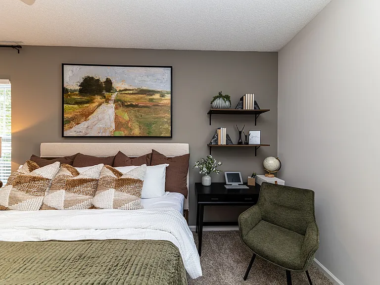 Cozy bedroom with carpet