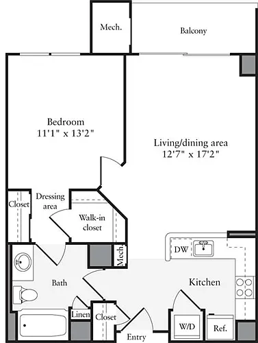 Floor plan 1 Bedroom D
