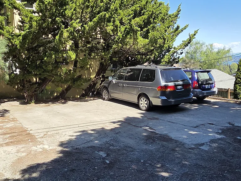 Parking spot by backyard.