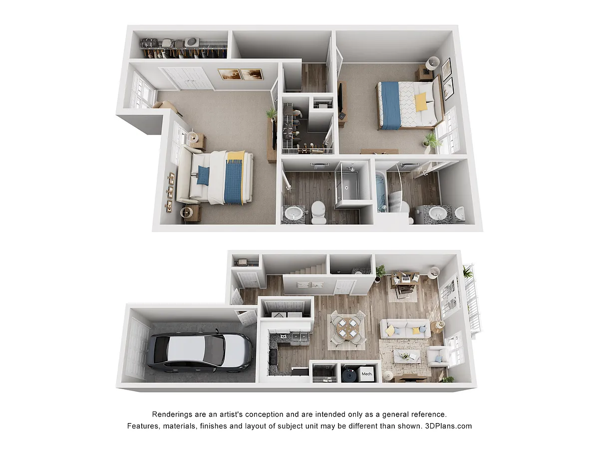 Floor plan B8a - Two Bedroom, Two and a half Bathroom