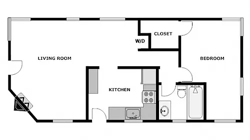 Floor plan 1 Bed / 1 Bath: Type A
