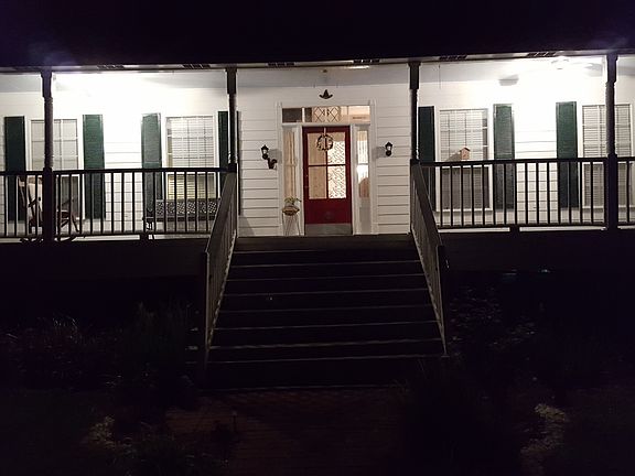 Front view at night.
