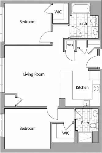 Floor plan 2 Bedroom 2 Bath