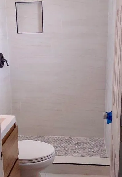 Brand new Master Suite Bath, with tiled shower.