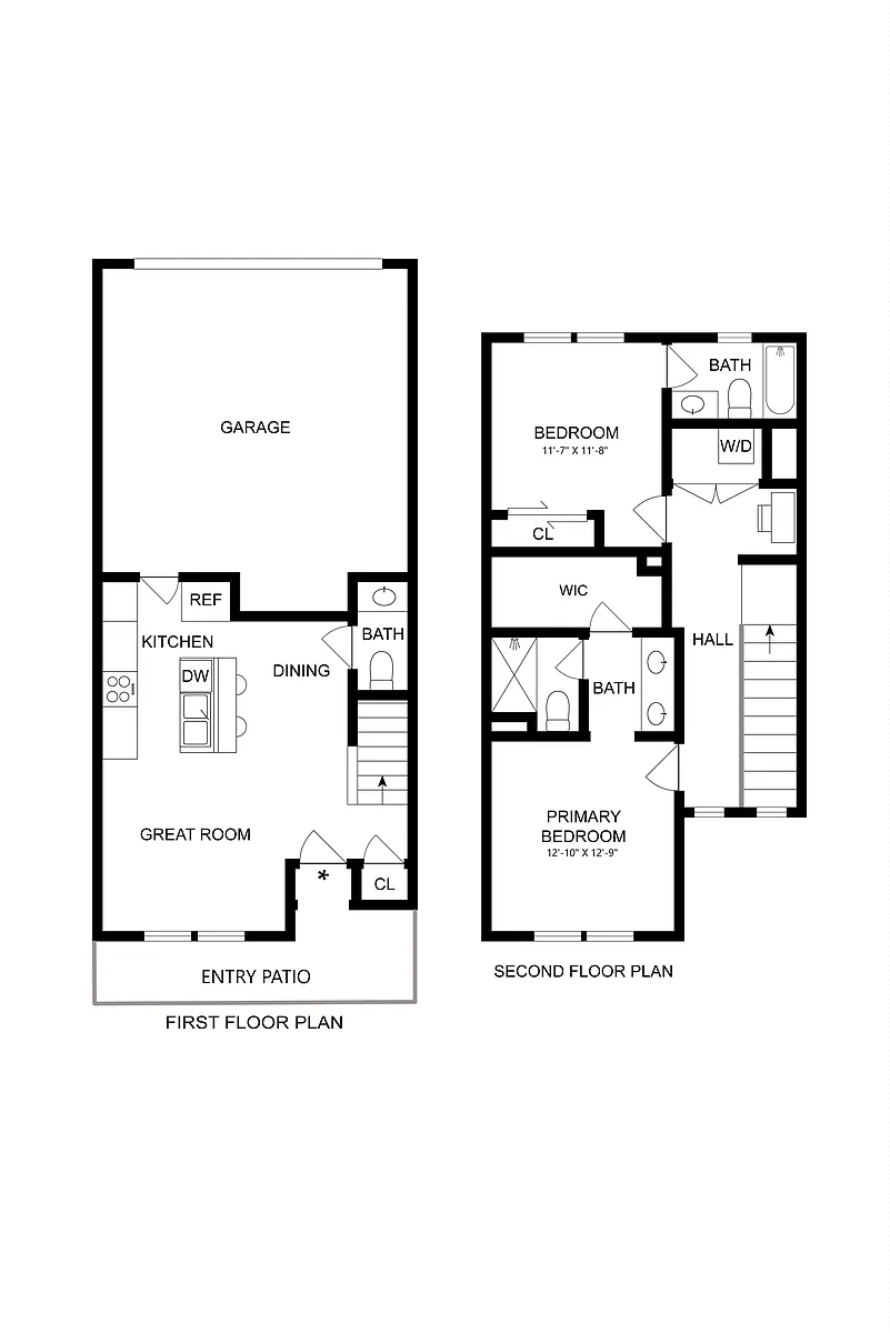 Floor plan 2 Bedroom Townhome