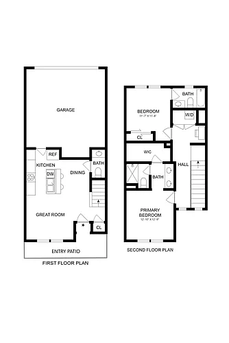 Floor plan 2 Bedroom Townhome