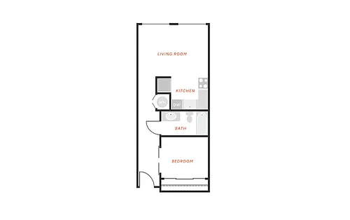 Floor plan 1 Bedroom 1 Bath - A3