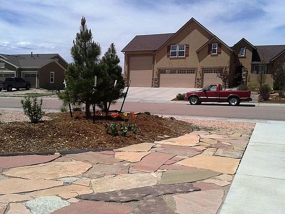 Landscaped berm, flagstone
