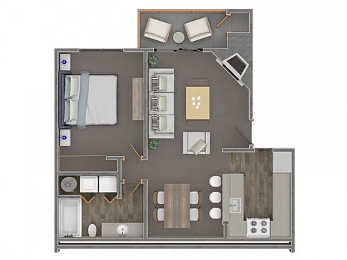 Floor plan 1 Bed + 1 Bath Plus