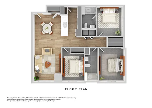 Floor plan Apartment- 3 Bedroom 2 Bathroom