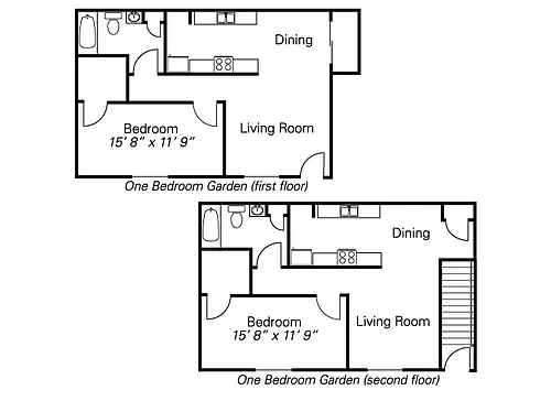 Floor plan 1-Bedroom Garden