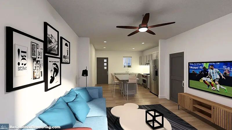 Two Bedroom - Living/Kitchen Rendering