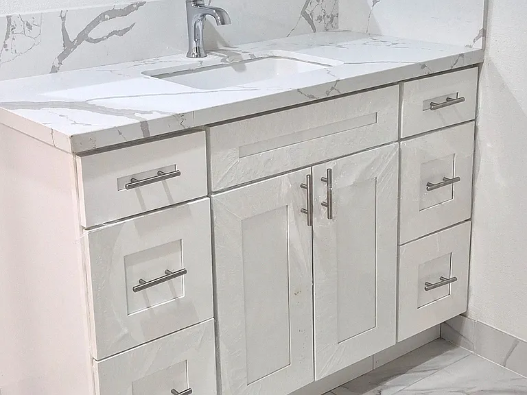 Vanity drawers and cabinets.