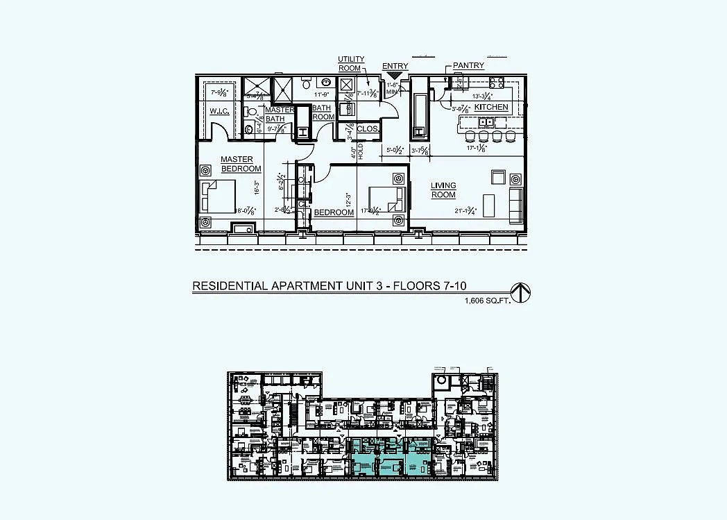 Floor plan 2Bed 2 Baths - Floors 7-10