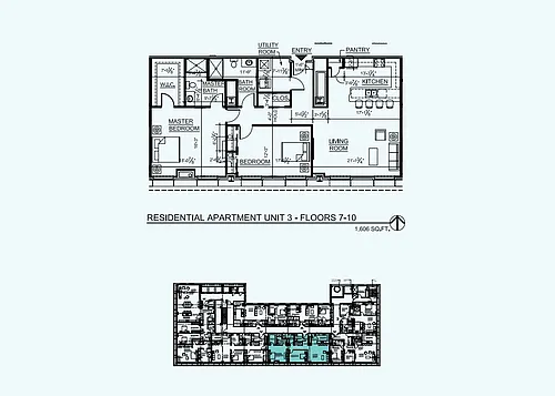 Floor plan 2Bed 2 Baths - Floors 7-10
