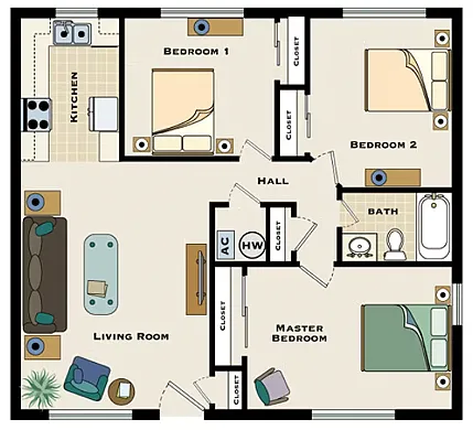 Floor plan Three Bedroom