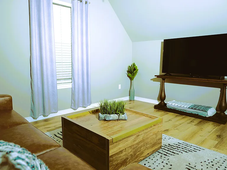 Lounge room upstairs (queen sleeper sofa) 55 inch TV.