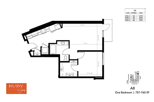 Floor plan One Bedroom A8