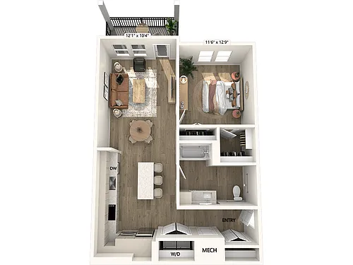 Floor plan AF2-HC-857sf-DCII