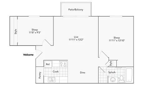 Floor plan West - Fuchsia