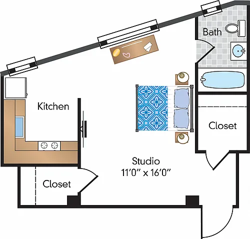 Floor plan Renovated Studio 09 Tier