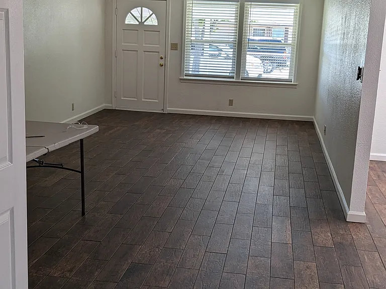 Dining room and Living room, view towards front door