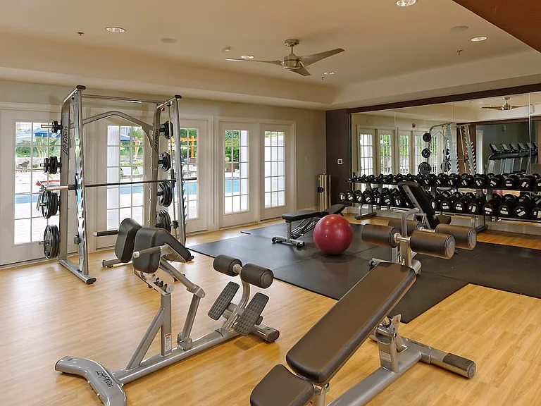 Fitness center with strength and weight equipment