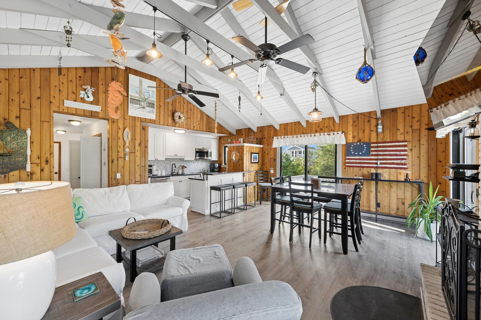 Open living, kitchen & dining