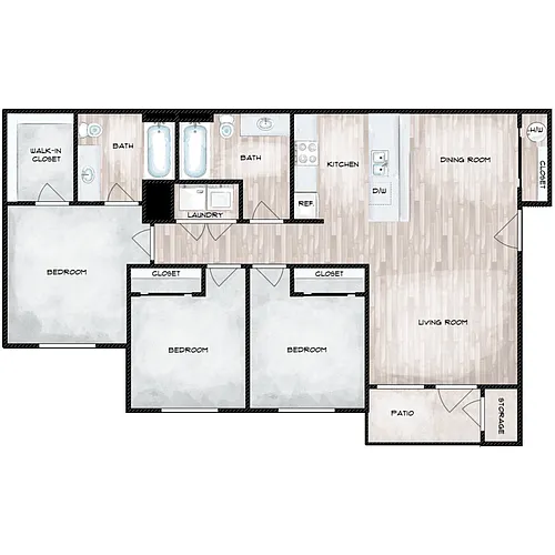 Floor plan 3 Bed 2 Bath