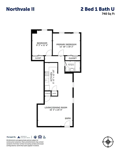 Floor plan 2 Bed 1 Bath U